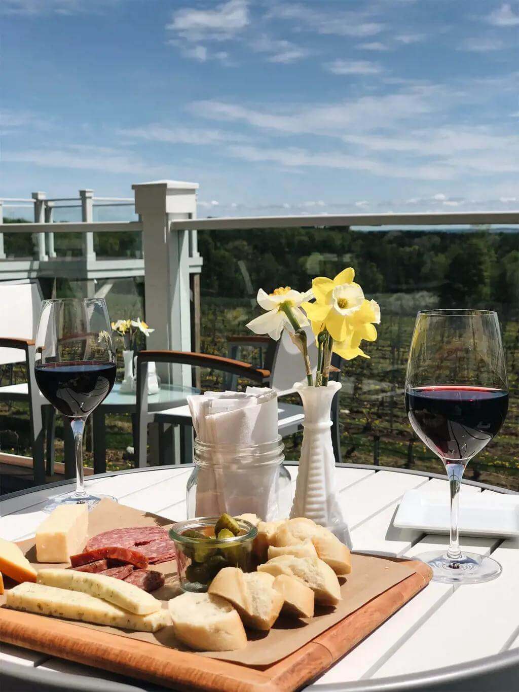 Aerial vineyard and winery view on Old Mission Peninsula